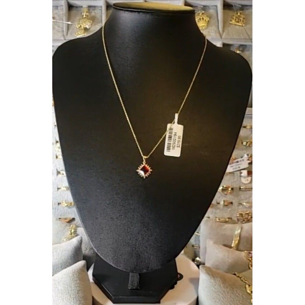 Womens Brand new (W/ Tag) Fine Red Halo Cz Corundum Pendant W/ 16-18in. Chain - Picture 4 of 12